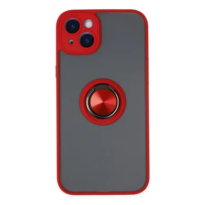 BUĞZ İphone 14 Kılıf Montreal Yüzüklü Silikon Kapak - Kırmızı