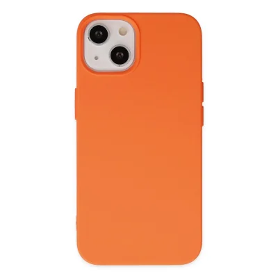 BUĞZ İphone 14 Kılıf Nano İçi Kadife Silikon - Turuncu