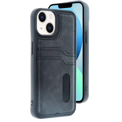 BUĞZ İphone 14 Kılıf Sara Kartvizitli Deri Kılıf - Siyah