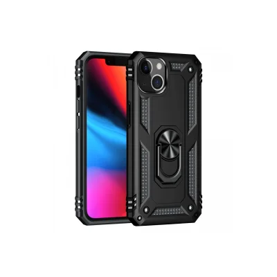 BUĞZ İphone 14 Kılıf Sofya Yüzüklü Silikon Kapak - Siyah