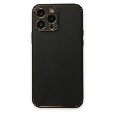 BUĞZ İphone 14 Pro Kılıf Coco Deri Silikon Kapak - Siyah