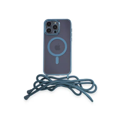 BUĞZ İphone 14 Pro Kılıf Divo Lazer Askılı Magsafe Kapak - Sierra Blue