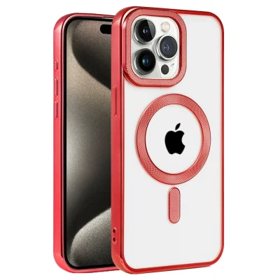 BUĞZ İphone 14 Pro Kılıf Kronos Magsafe Kapak - Kırmızı