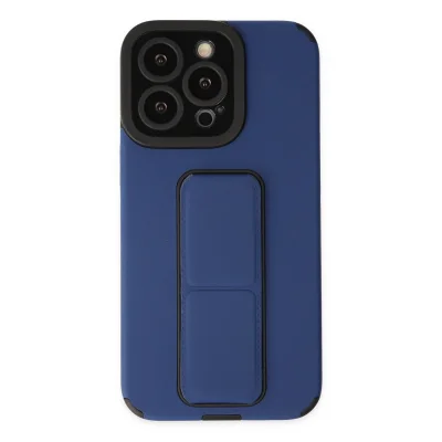 BUĞZ İphone 14 Pro Kılıf Mega Standlı Silikon - Mavi