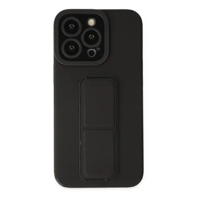 BUĞZ İphone 14 Pro Kılıf Mega Standlı Silikon - Siyah