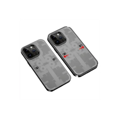 BUĞZ İphone 14 Pro Kılıf Mekanik Bumper Kapak - Siyah