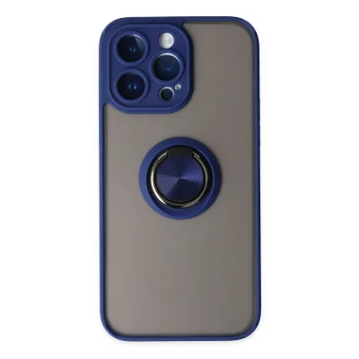 BUĞZ İphone 14 Pro Kılıf Montreal Yüzüklü Silikon Kapak - Lacivert