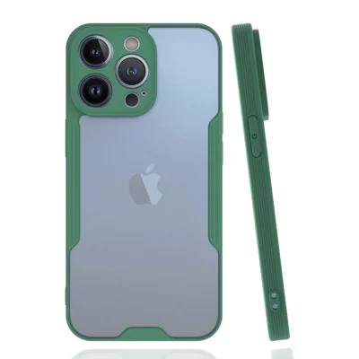 BUĞZ İphone 14 Pro Kılıf Platin Silikon - Yeşil