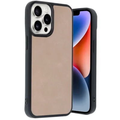 BUĞZ İphone 14 Pro Max Kılıf Aras Deri Kapak - Pudra