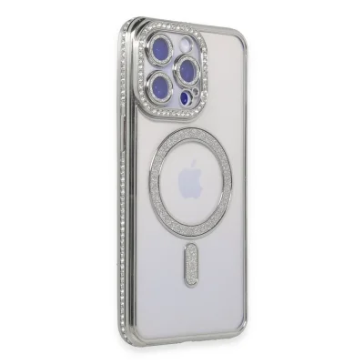 BUĞZ İphone 14 Pro Max Kılıf Joke Simli Magneticsafe Kılıf - Gümüş