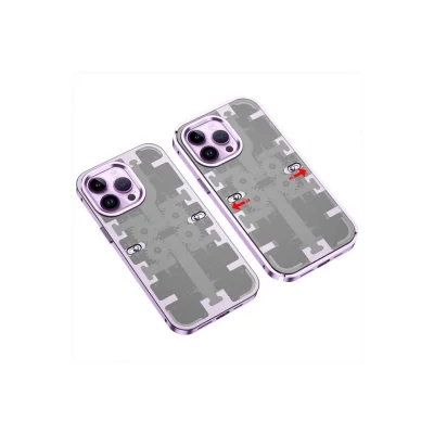 BUĞZ İphone 14 Pro Max Kılıf Mekanik Bumper Kapak - Derin Mor