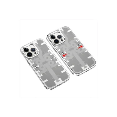 BUĞZ İphone 14 Pro Max Kılıf Mekanik Bumper Kapak - Gümüş