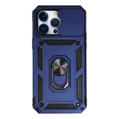 BUĞZ İphone 14 Pro Max Kılıf Pars Lens Yüzüklü Silikon - Lacivert
