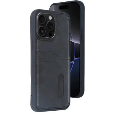 BUĞZ İphone 14 Pro Max Kılıf Sara Kartvizitli Deri Kılıf - Siyah