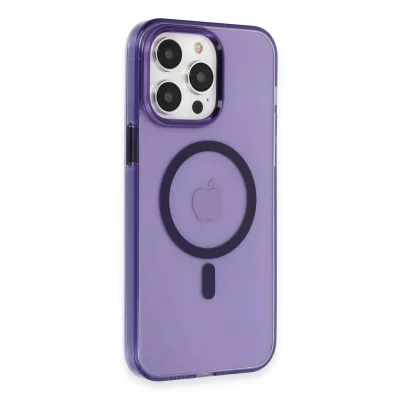 BUĞZ İphone 14 Pro Max Kılıf Tron Şeffaf Magsafe Kapak - Derin Mor