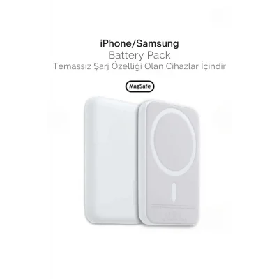 BUĞZ iPhone 15 / 16 / 17 Uyumlu MagSafe Kablosuz Powerbank 5000 mAh | Wireless Taşınabilir Batarya Şarj Aleti