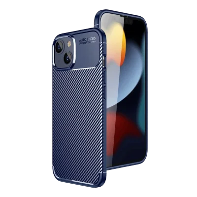 BUĞZ İphone 15 Kılıf Auto Focus Karbon Kapak - Lacivert