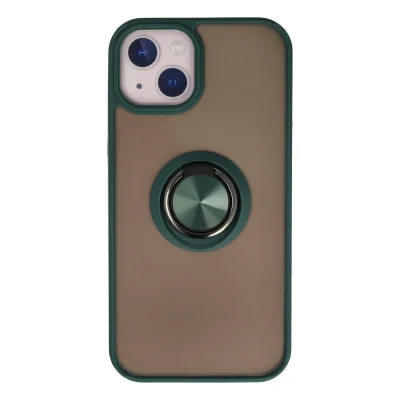 BUĞZ İphone 15 Kılıf Montreal Yüzüklü Silikon Kapak - Yeşil