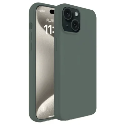 BUĞZ İphone 15 Plus Kılıf First Silikon - Koyu Yeşil