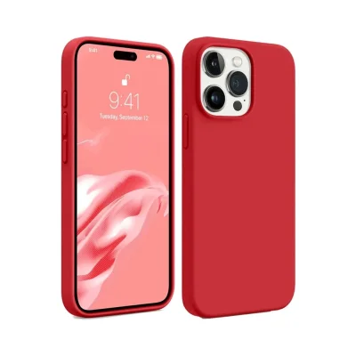 BUĞZ İphone 15 Pro Kılıf First Silikon - Kırmızı