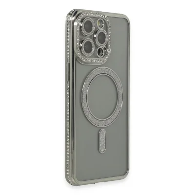 BUĞZ İphone 15 Pro Kılıf Joke Simli Magneticsafe Kılıf - Gri