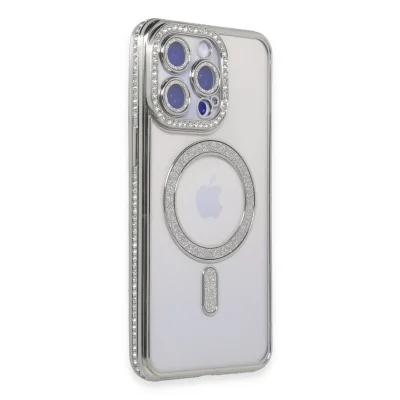 BUĞZ İphone 15 Pro Kılıf Joke Simli Magneticsafe Kılıf - Gümüş