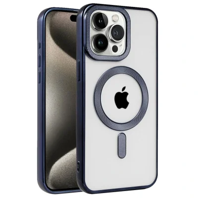 BUĞZ İphone 15 Pro Kılıf Kronos Magsafe Kapak - Lacivert