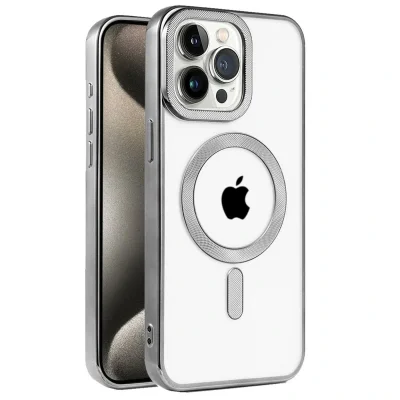 BUĞZ İphone 15 Pro Kılıf Kronos Magsafe Kapak - Titanyum Gri