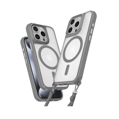 BUĞZ İphone 15 Pro Max Kılıf Enka Magsafe Silikon Kılıf - Titan Gri