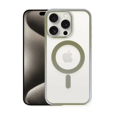 BUĞZ İphone 15 Pro Max Kılıf Erozi Magsafe Kapak - Gri