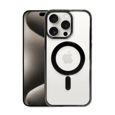 BUĞZ İphone 15 Pro Max Kılıf Erozi Magsafe Kapak - Siyah
