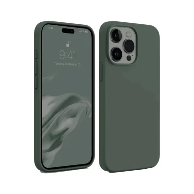 BUĞZ İphone 15 Pro Max Kılıf First Silikon - Koyu Yeşil