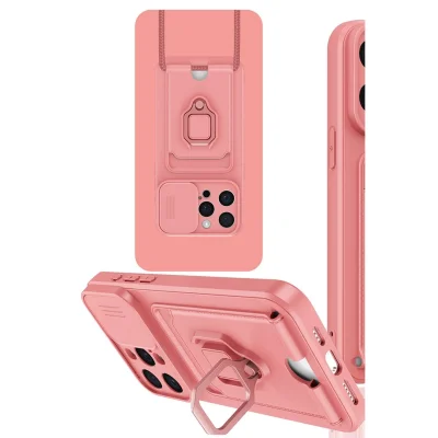 BUĞZ İphone 15 Pro Max Kılıf Zuma Kartvizitli Yüzüklü Silikon - Pembe