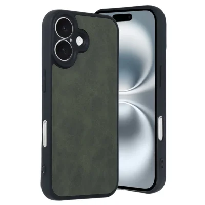 BUĞZ İphone 16 Kılıf Aras Deri Kapak - Koyu Yeşil