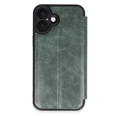 BUĞZ İphone 16 Kılıf Flip Cover - Koyu Yeşil