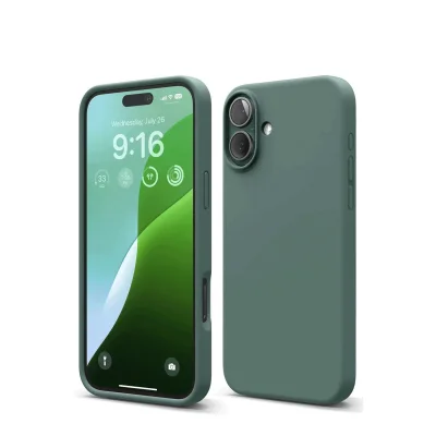 BUĞZ İphone 16 Kılıf Nano İçi Kadife Silikon - Koyu Yeşil