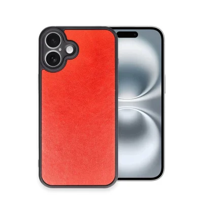 BUĞZ İphone 16 Plus Kılıf Aras Deri Kapak - Kırmızı