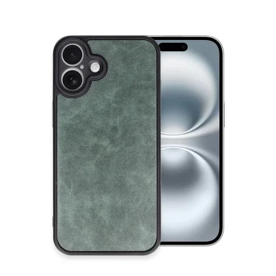 BUĞZ İphone 16 Plus Kılıf Aras Deri Kapak - Koyu Yeşil