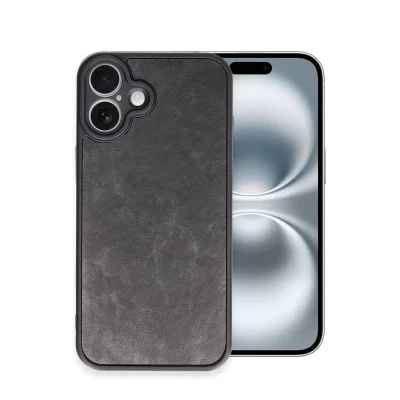 BUĞZ İphone 16 Plus Kılıf Aras Deri Kapak - Siyah