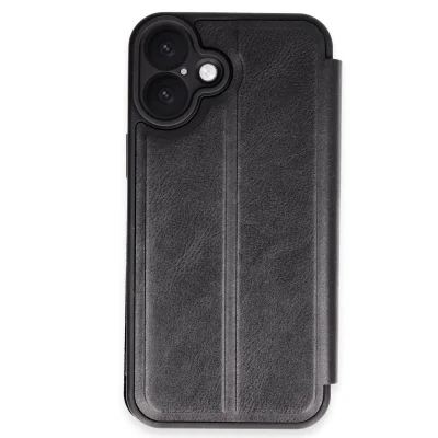BUĞZ İphone 16 Plus Kılıf Flip Cover - Siyah
