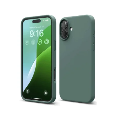 BUĞZ İphone 16 Plus Kılıf Nano İçi Kadife Silikon - Koyu Yeşil