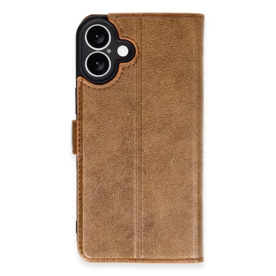 BUĞZ İphone 16 Plus Kılıf Trend S Plus Kapaklı Kılıf - Taba