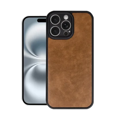 BUĞZ İphone 16 Pro Kılıf Aras Deri Kapak - Taba