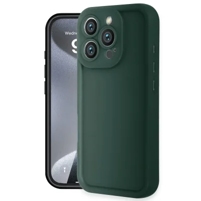 BUĞZ İphone 16 Pro Kılıf Viera Silikon - Koyu Yeşil