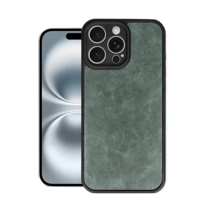 BUĞZ İphone 16 Pro Max Kılıf Aras Deri Kapak - Koyu Yeşil