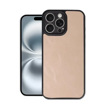 BUĞZ İphone 16 Pro Max Kılıf Aras Deri Kapak - Pudra