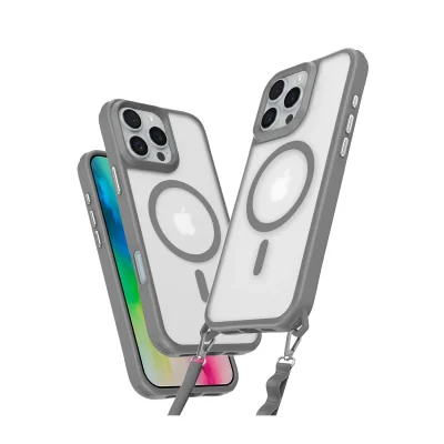 BUĞZ İphone 16 Pro Max Kılıf Enka Magsafe Silikon Kılıf - Titan Gri