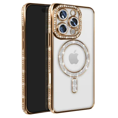 BUĞZ İphone 16 Pro Max Kılıf Joke Simli Magneticsafe Kılıf - Gold