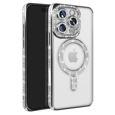 BUĞZ İphone 16 Pro Max Kılıf Joke Simli Magneticsafe Kılıf - Gümüş