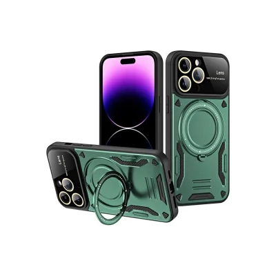 BUĞZ İphone 16 Pro Max Kılıf Joy Lens Standlı Kapak - Koyu Yeşil